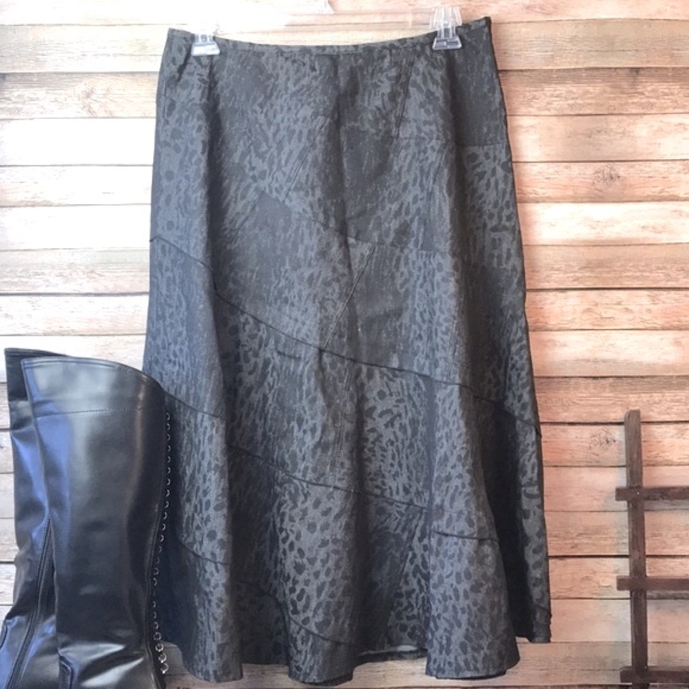 Sandro Sportswear Leopard Print A-line Skirt Size 12 Black and Gray